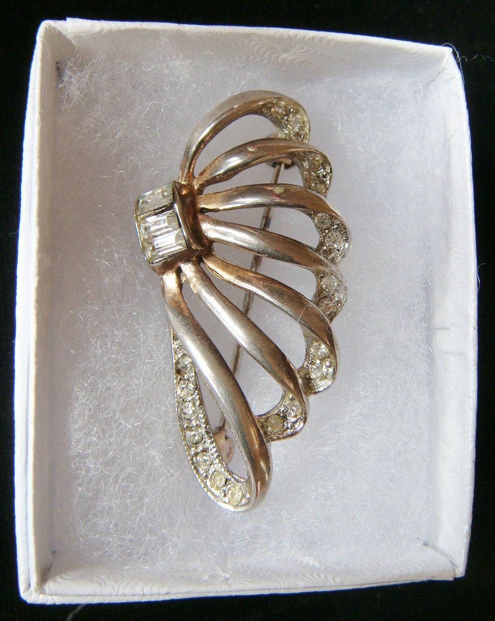 Crystal Rhinestone Lapel Pin, Fan Shaped - 1 5/8" Crystal Rhinestone Lapel Pin, Fan Shaped - 1 5/8"