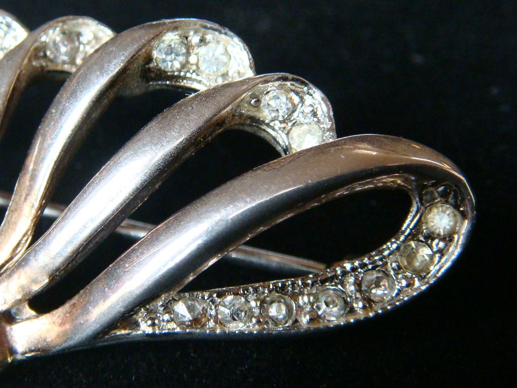 Crystal Rhinestone Lapel Pin, Fan Shaped - 1 5/8" Crystal Rhinestone Lapel Pin, Fan Shaped - 1 5/8"