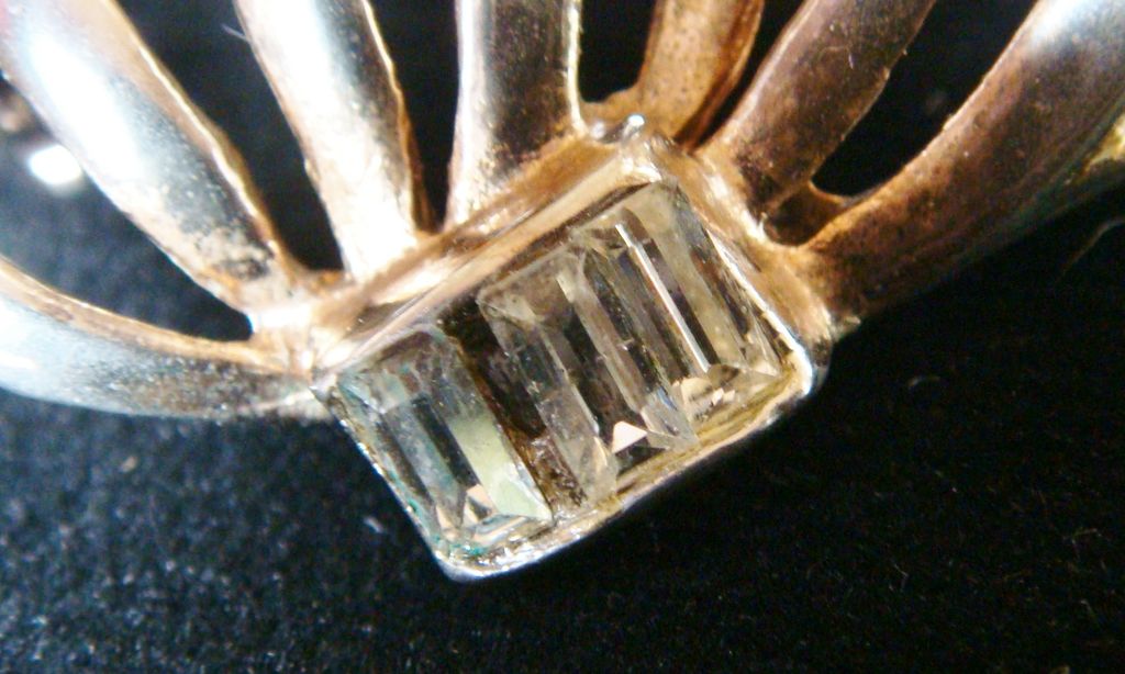 Crystal Rhinestone Lapel Pin, Fan Shaped - 1 5/8" Crystal Rhinestone Lapel Pin, Fan Shaped - 1 5/8"