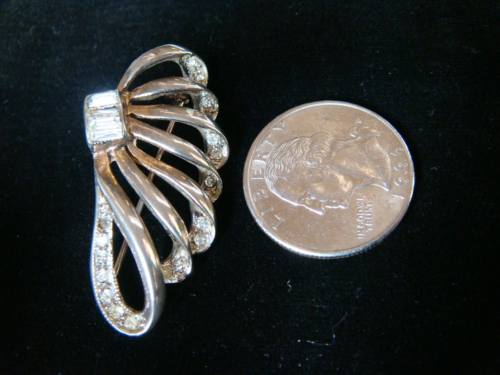 Crystal Rhinestone Lapel Pin, Fan Shaped - 1 5/8" Crystal Rhinestone Lapel Pin, Fan Shaped - 1 5/8"