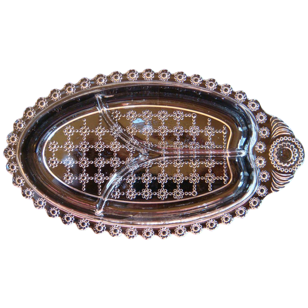 Oval Divided Glass Relish Dish Oval Divided Glass Relish Dish