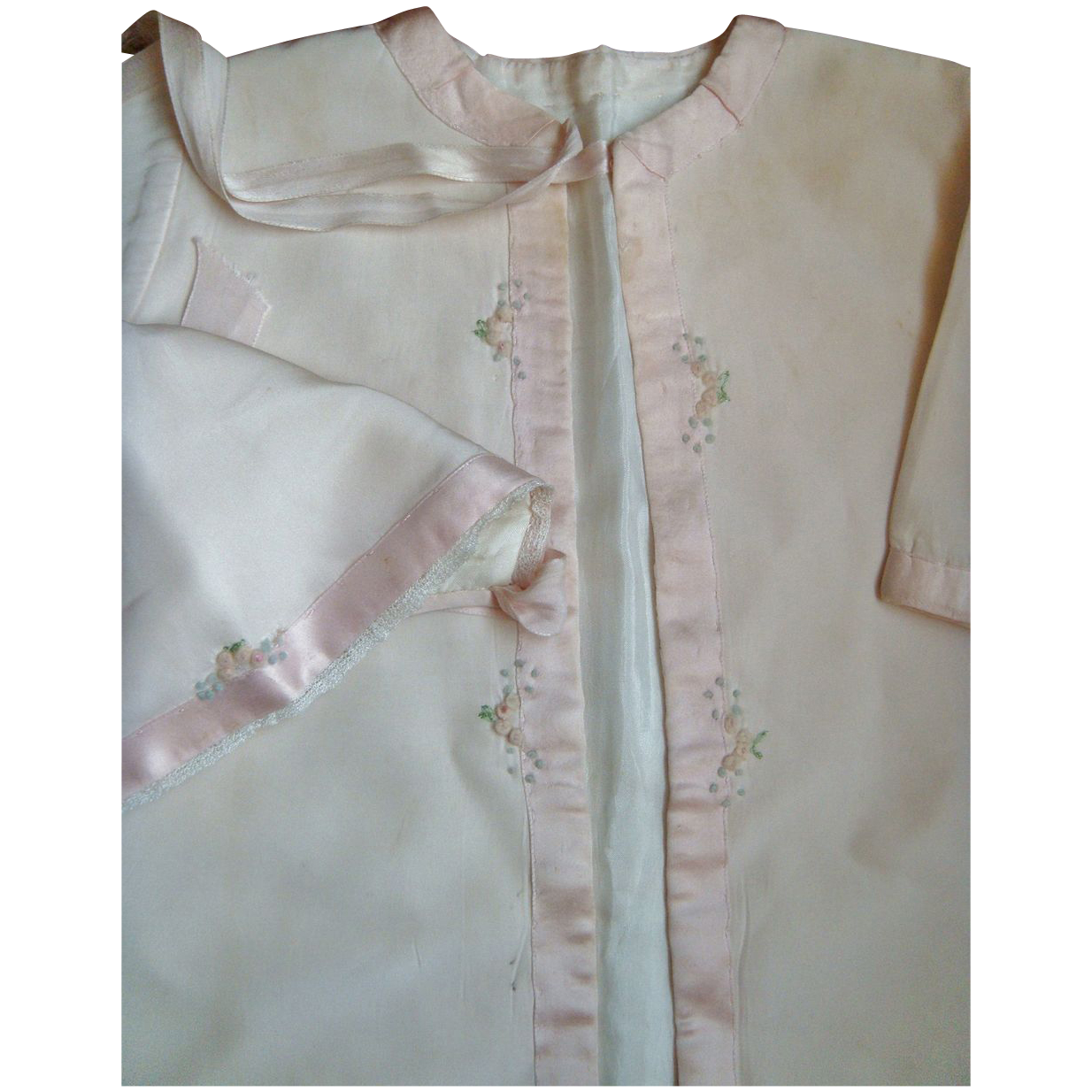 Pink Baby or Doll Silk Kimono style Coat & Bonnet Pink Baby or Doll Silk Kimono style Coat & Bonnet