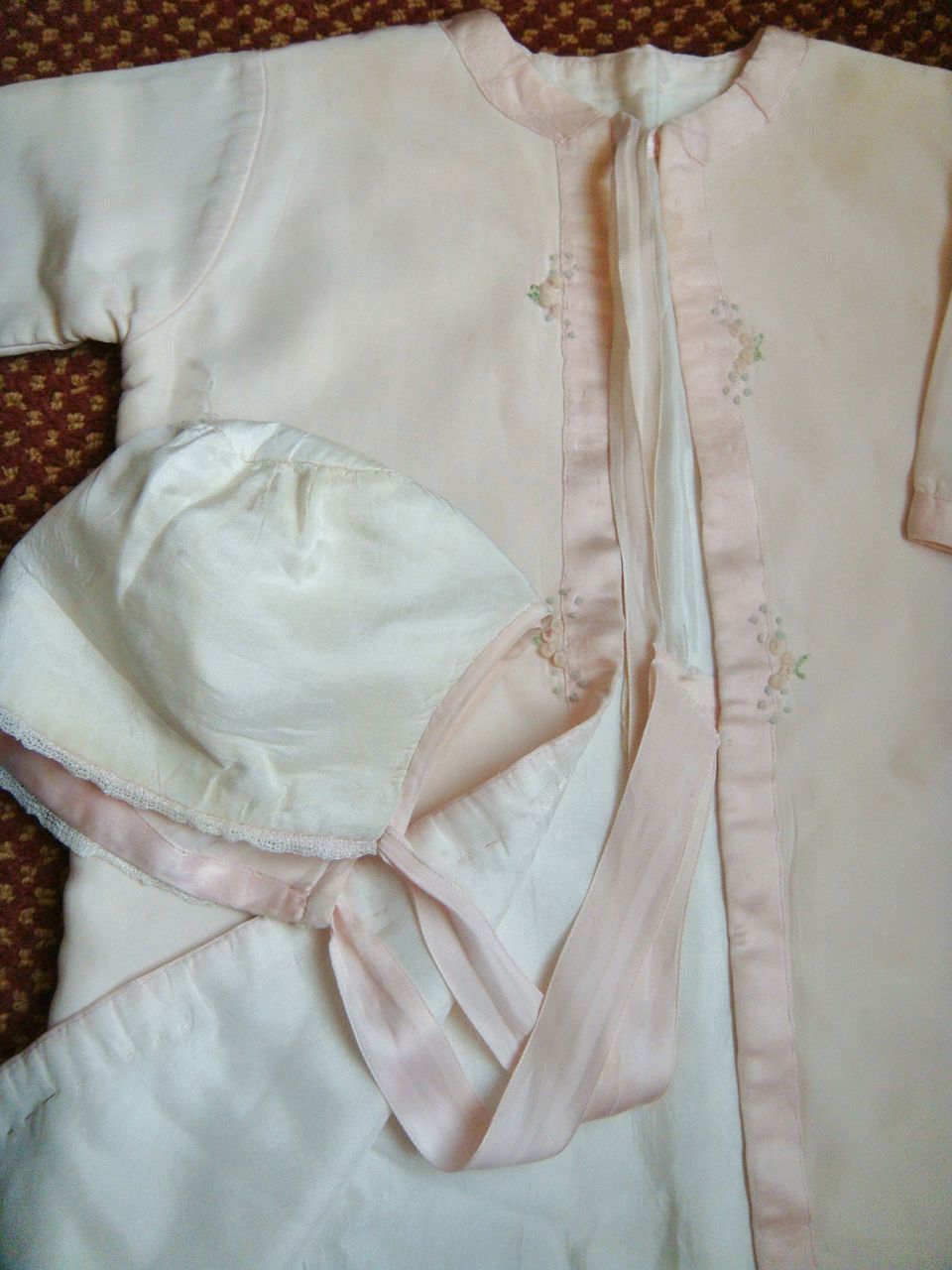 Pink Baby or Doll Silk Kimono style Coat & Bonnet Pink Baby or Doll Silk Kimono style Coat & Bonnet