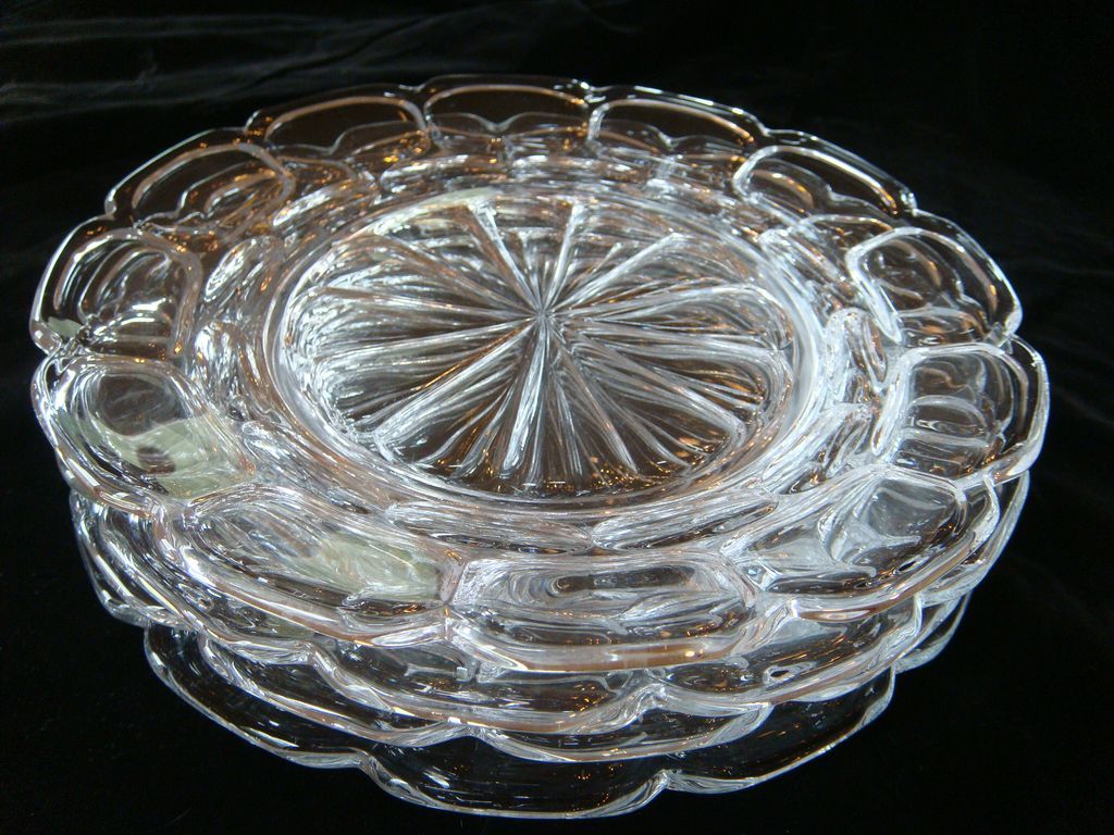 Set 4 Fostoria HFM Argus Crystal 8" Plates Set 4 Fostoria HFM Argus Crystal 8" Plates