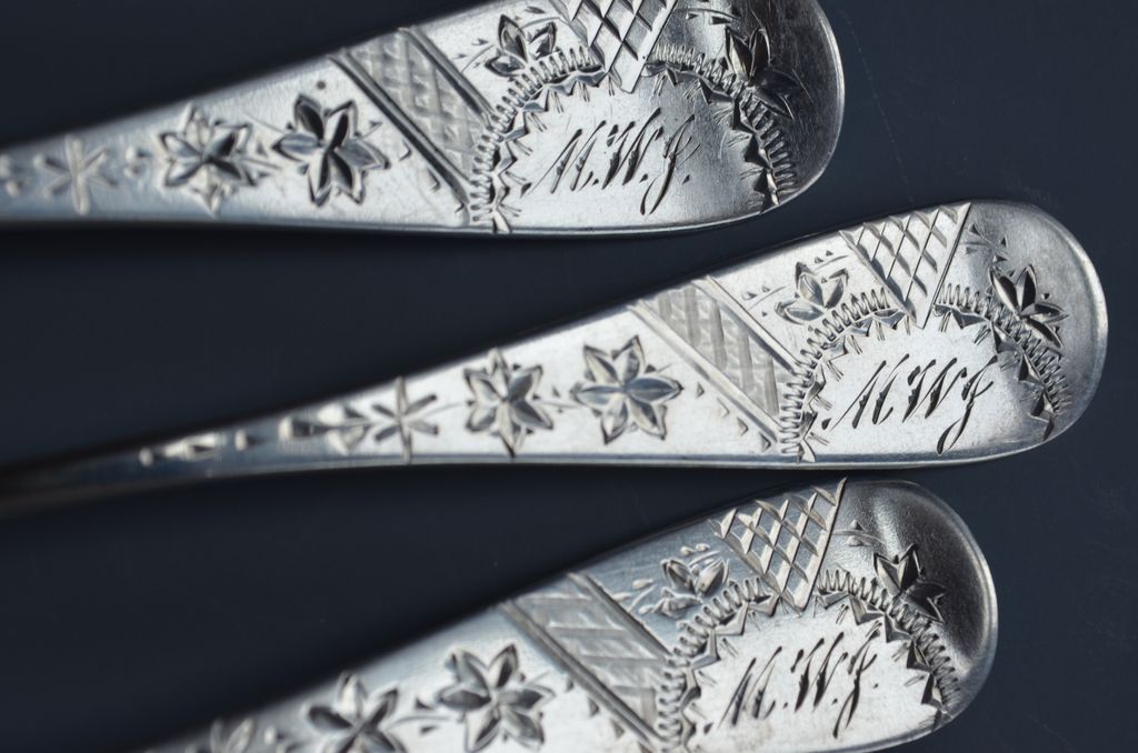Three Coin Silver spoons ca.1849 to 1865 Clemens Oskamp Three Coin Silver spoons ca.1849 to 1865 Clemens Oskamp