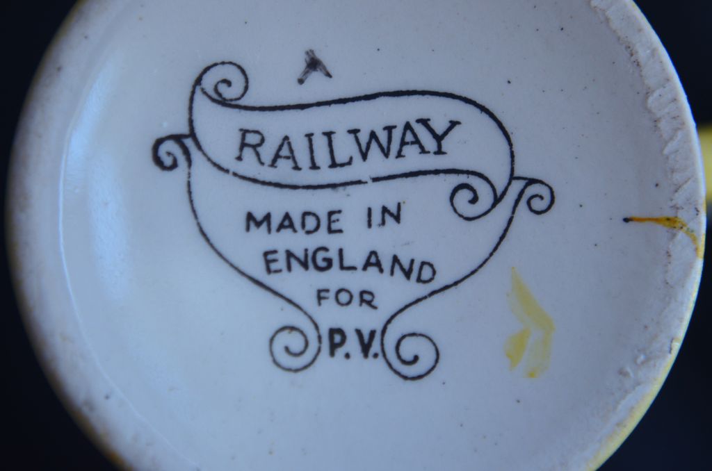 Portland Pottery RAILWAY Demitasse Cup and Saucer Portland Pottery RAILWAY Demitasse Cup and Saucer