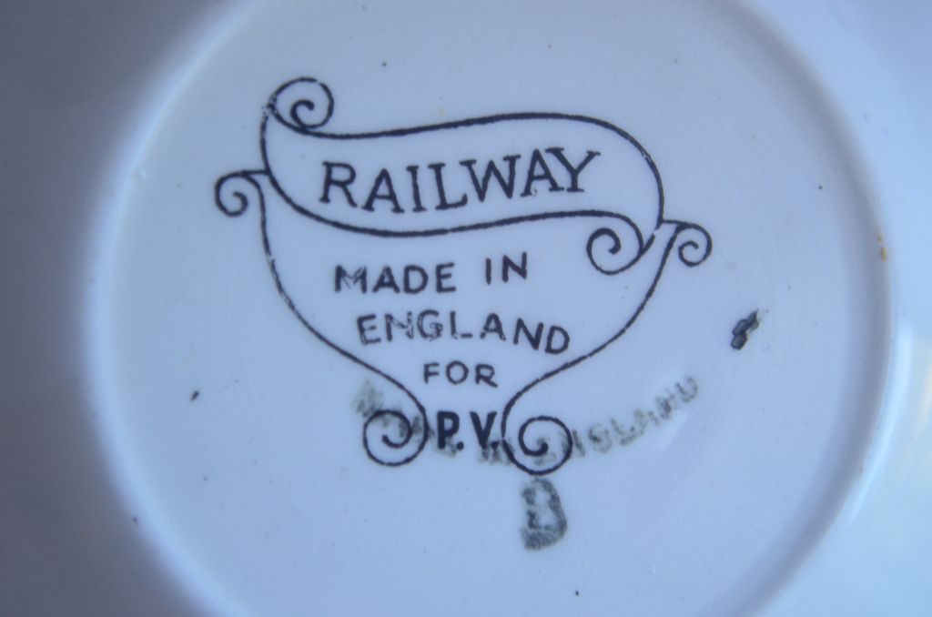 Portland Pottery RAILWAY Demitasse Cup and Saucer Portland Pottery RAILWAY Demitasse Cup and Saucer