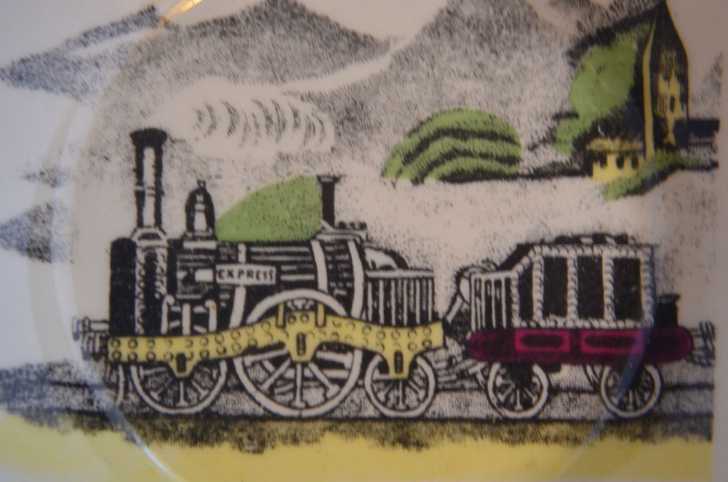 Portland Pottery RAILWAY Demitasse Cup and Saucer Portland Pottery RAILWAY Demitasse Cup and Saucer