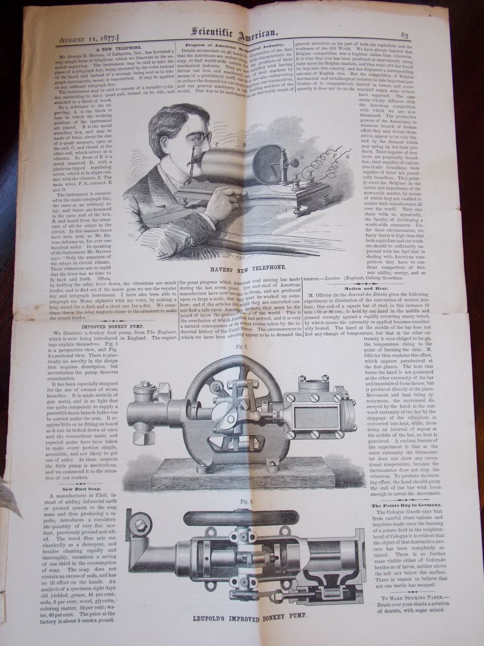 Antique 1877 Scientific American Magazine Antique 1877 Scientific American Magazine