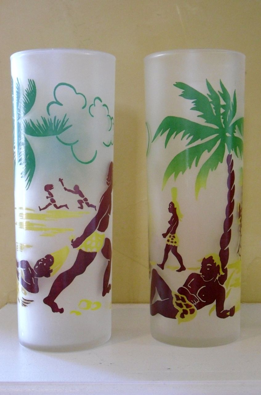 REDUCED Satin Glass Polynesian tumblers by Federal REDUCED Satin Glass Polynesian tumblers by Federal