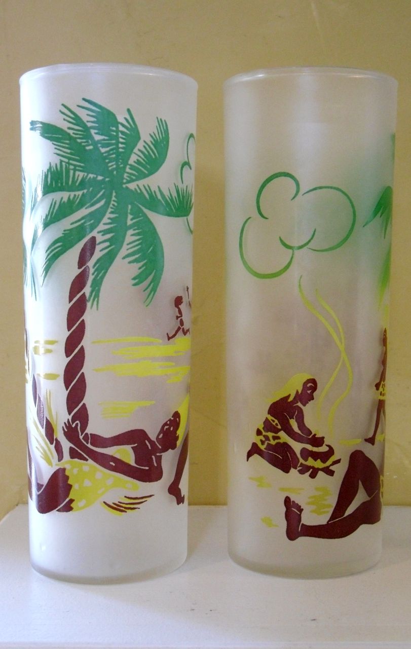 REDUCED Satin Glass Polynesian tumblers by Federal REDUCED Satin Glass Polynesian tumblers by Federal