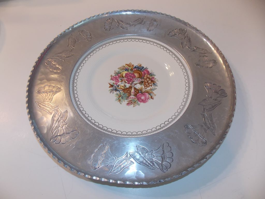 Limoges Plate Farberware Aluminum Tray Limoges Plate Farberware Aluminum Tray