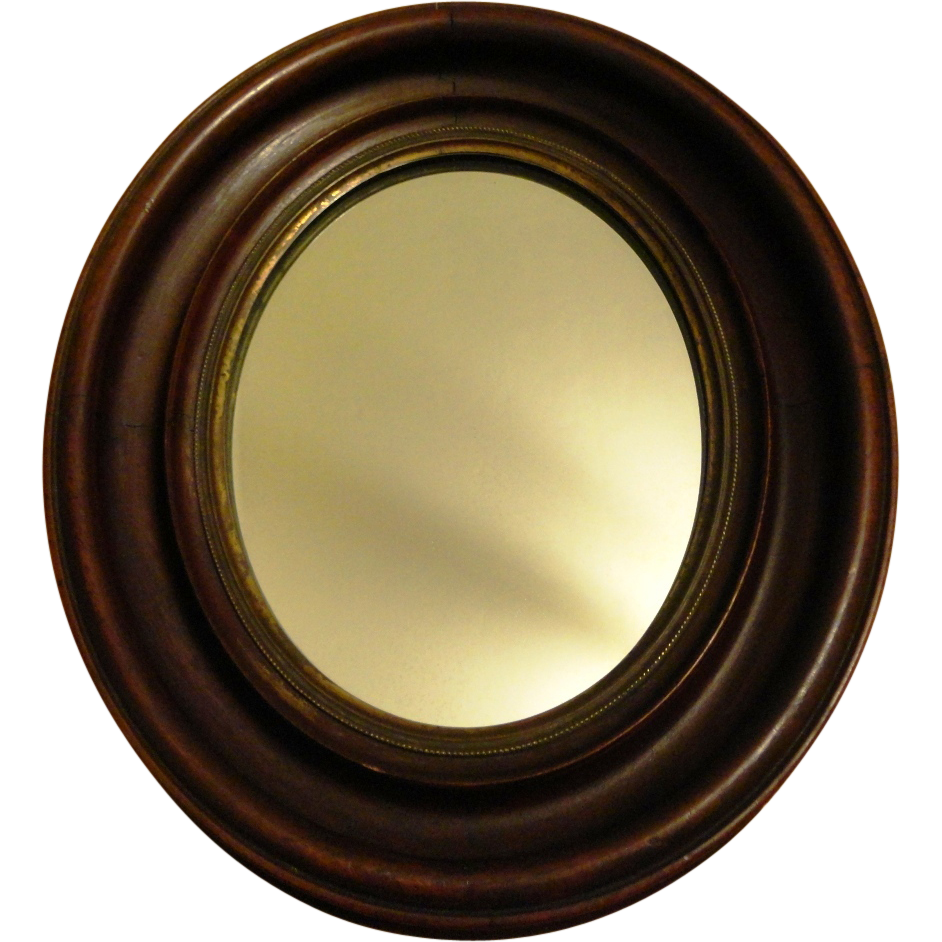 Antique Oval Wood Frame Mirror from finchandfern on Ruby Lane