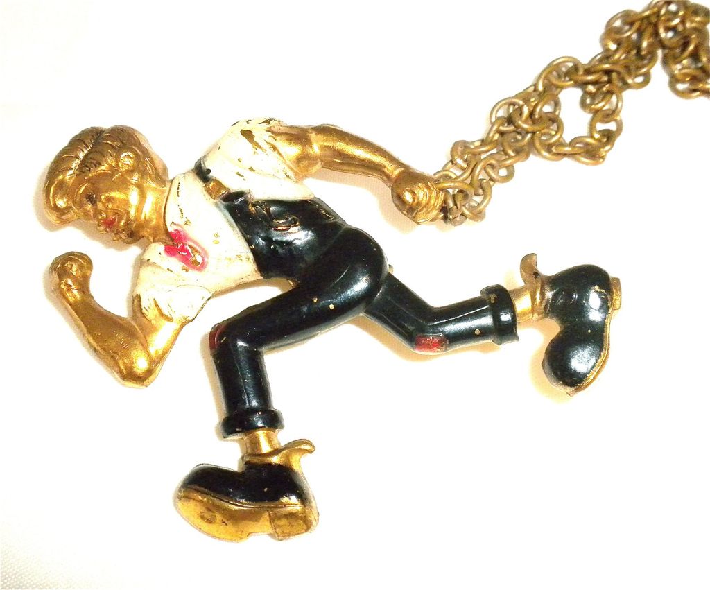 Lil Abner and Daisy Mae Comic couple chatelaine pin Brooch Lil Abner and Daisy Mae Comic couple chatelaine pin Brooch