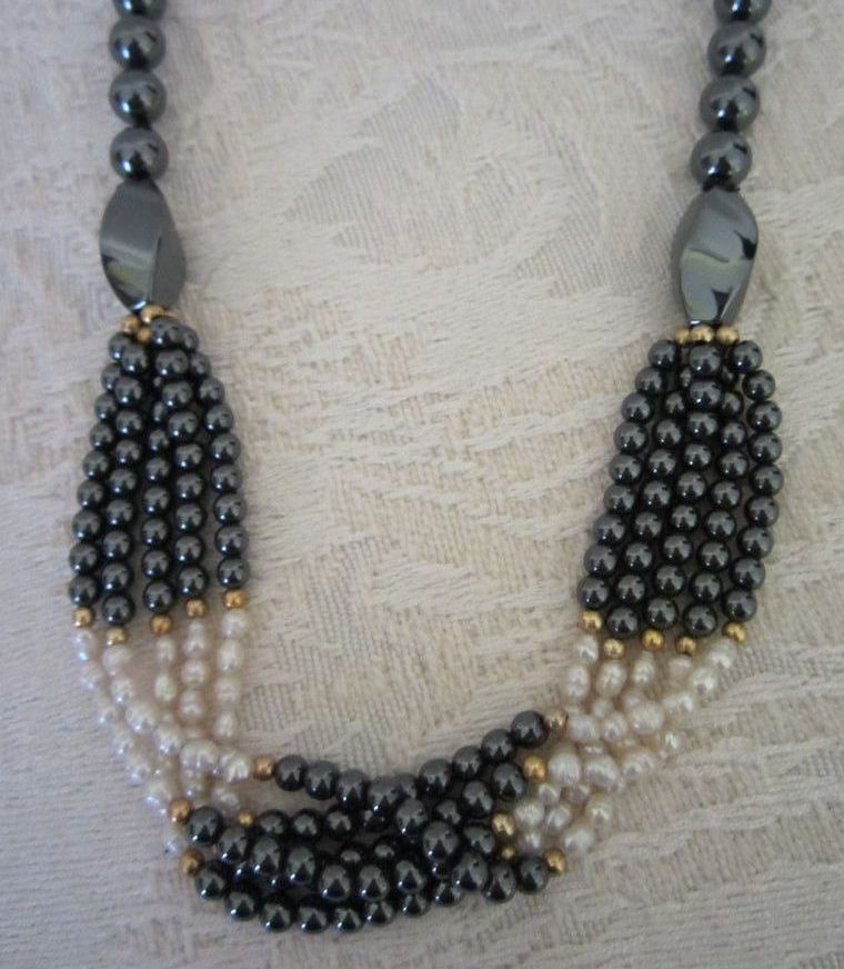 Vintage Hematite and Freshwater Pearl Necklace Vintage Hematite and Freshwater Pearl Necklace