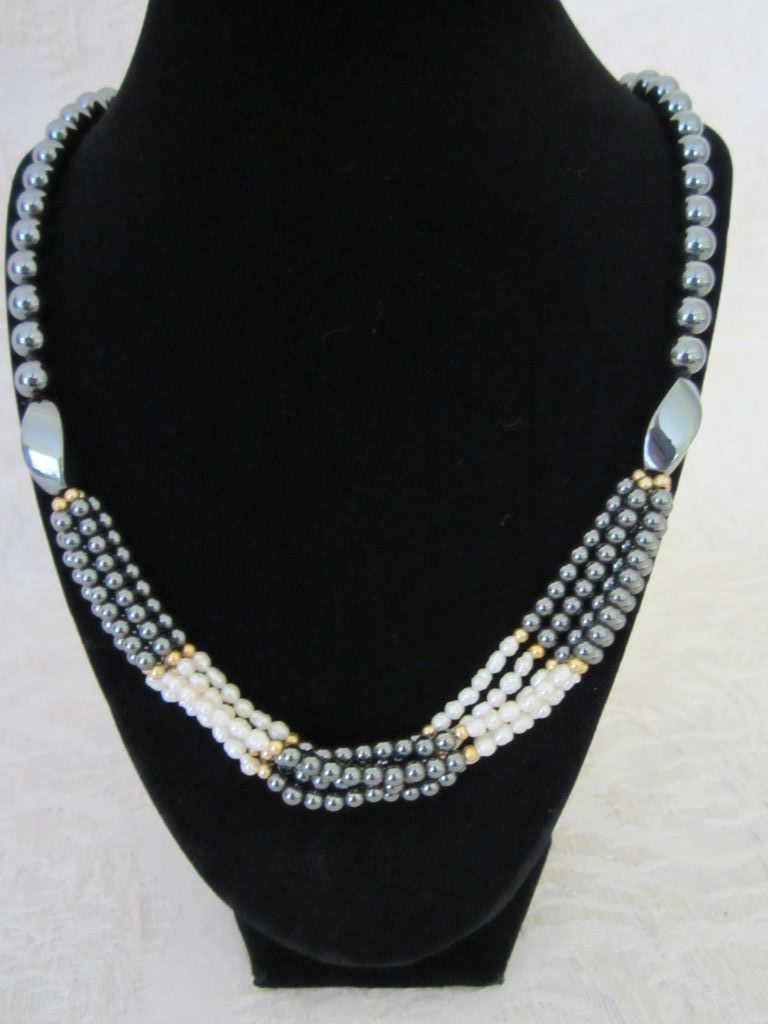 Vintage Hematite and Freshwater Pearl Necklace Vintage Hematite and Freshwater Pearl Necklace