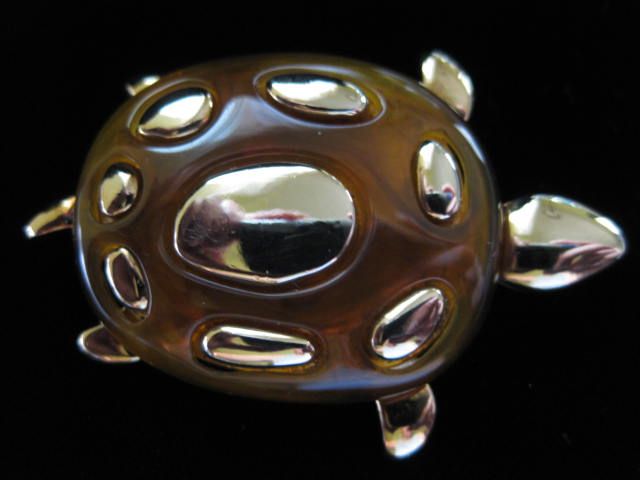 Vintage Liz Claiborne Lucite Turtle Figural Brooch Pin Vintage Liz Claiborne Lucite Turtle Figural Brooch Pin
