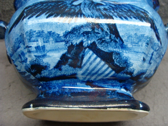 RARE Dark Blue Historical Staffordshire Sugar Boston Harbor W Eagle & Crest RARE Dark Blue Historical Staffordshire Sugar Boston Harbor W Eagle & Crest