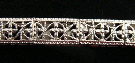 Antique 14k White Gold And Tourmaline Art Deco Filigree Bracelet Antique 14k White Gold And Tourmaline Art Deco Filigree Bracelet