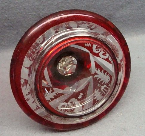 16" Large Bohemian Moser Ruby Cut To Clear Glass Jar Pokal 16" Large Bohemian Moser Ruby Cut To Clear Glass Jar Pokal
