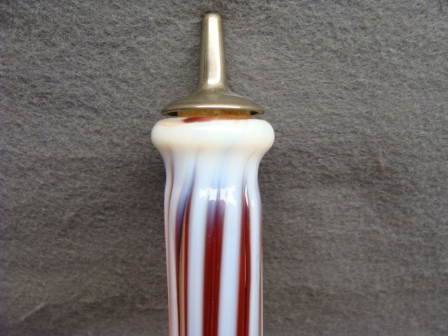 Cranberry Opalescent Barber Bottle White Stripes Cranberry Opalescent Barber Bottle White Stripes