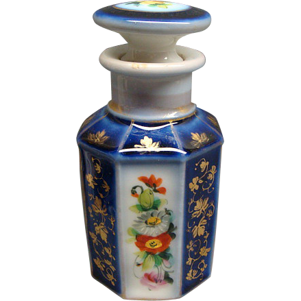 Beautiful Antique Cobalt Blue Paris Porcelain Bottle Ca 1850 Beautiful Antique Cobalt Blue Paris Porcelain Bottle Ca 1850
