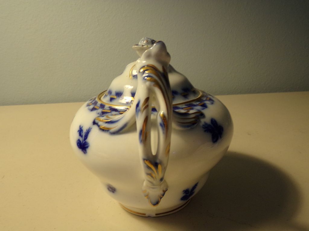 Flow Blue Teapot - England Flow Blue Teapot - England