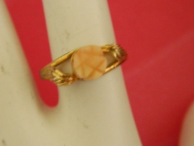Beautiful Rose Cut Genuine Coral Ring ~ Hallmarked Sz 6 Beautiful Rose Cut Genuine Coral Ring ~ Hallmarked Sz 6