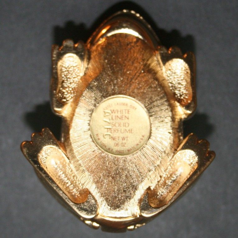 Estee Lauder Enamel Frog White Linen Full Solid Perfume Estee Lauder Enamel Frog White Linen Full Solid Perfume