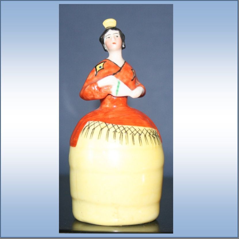 German Figural Perfume Bottle Black Hair Fair Skinned Lady German Figural Perfume Bottle Black Hair Fair Skinned Lady