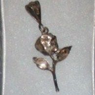 Long Stem Rose Blossom Pendant Charm Long Stem Rose Blossom Pendant Charm