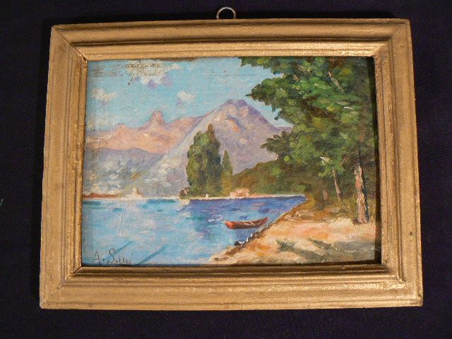 Vintage landscape oil painting Bear Mountain New York signed A Sani 1933 Vintage landscape oil painting Bear Mountain New York signed A Sani 1933