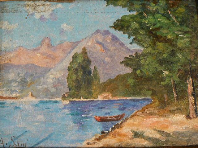 Vintage landscape oil painting Bear Mountain New York signed A Sani 1933 Vintage landscape oil painting Bear Mountain New York signed A Sani 1933