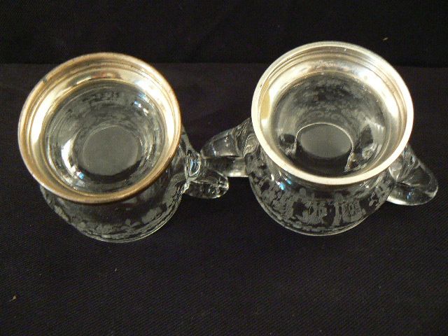 Antique sterling and crystal Cambridge Chantilly creamer and sugar small #3 Antique sterling and crystal Cambridge Chantilly creamer and sugar small #3