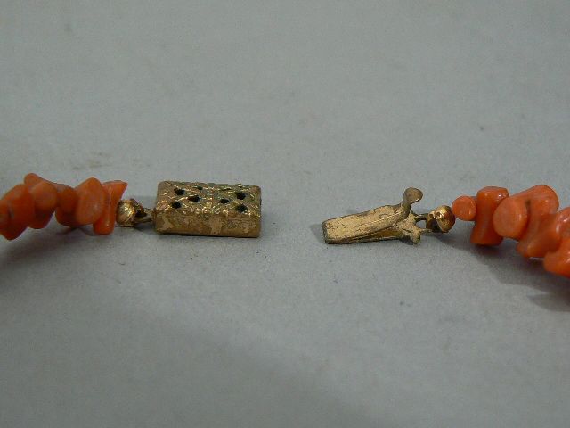 Antique branch coral necklace fancy clasp 17 inches Antique branch coral necklace fancy clasp 17 inches