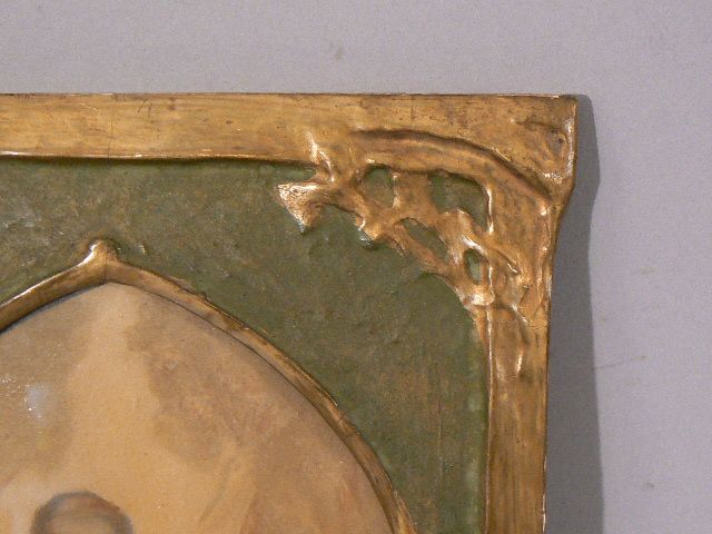 ANTIQUE PICTURE FRAME gesso and gilt wood arched arts crafts wood nymph ANTIQUE PICTURE FRAME gesso and gilt wood arched arts crafts wood nymph