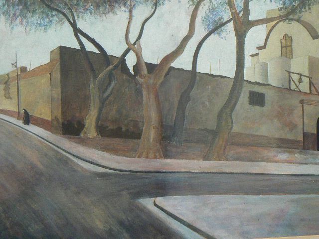 Antique watercolor gouache artist signed 1941 Mission church Italian Spanish Antique watercolor gouache artist signed 1941 Mission church Italian Spanish