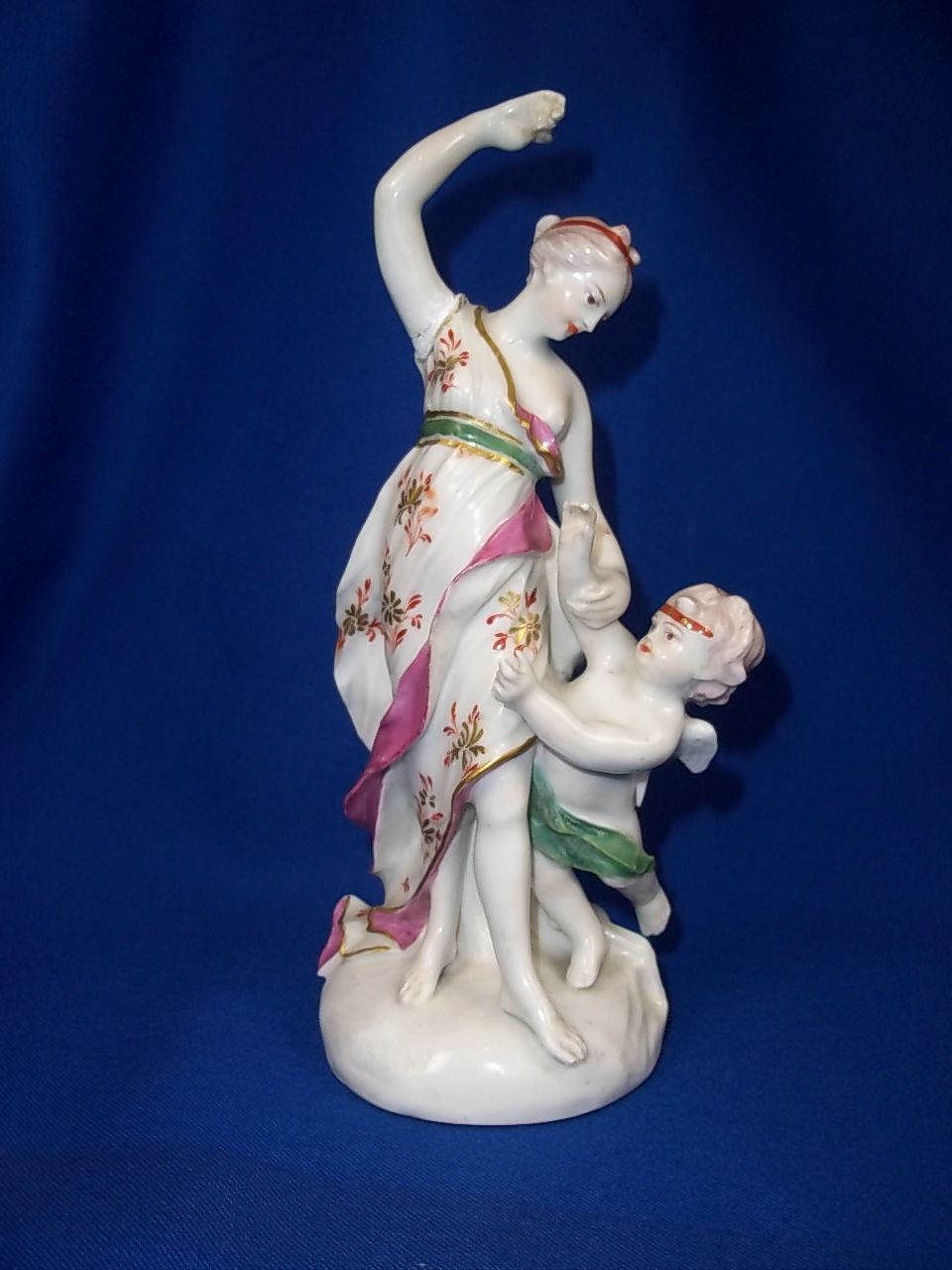 An English Early c1770 Derby Porcelain Patch Mark Figure of Venus and Cupid An English Early c1770 Derby Porcelain Patch Mark Figure of Venus and Cupid