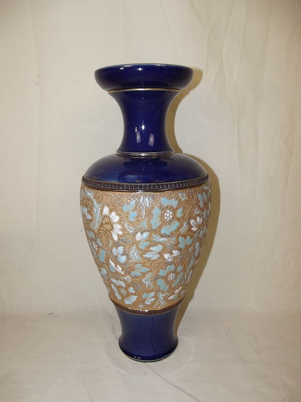 Royal Doulton Slaters Patent Large Vase In Gold & Blue 18971902 from