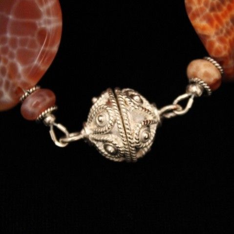 Artisan Crafted Genuine Fire Agate Gemstone Sterling Silver Bracelet Artisan Crafted Genuine Fire Agate Gemstone Sterling Silver Bracelet