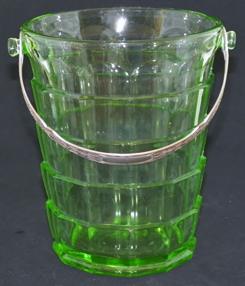Depression Green Glass Tearoom Ice Bucket Depression Green Glass Tearoom Ice Bucket