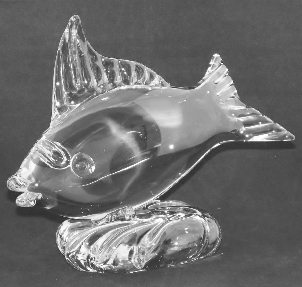 Tiffin Glass 6043 Crystal Fish on Wave Tiffin Glass 6043 Crystal Fish on Wave