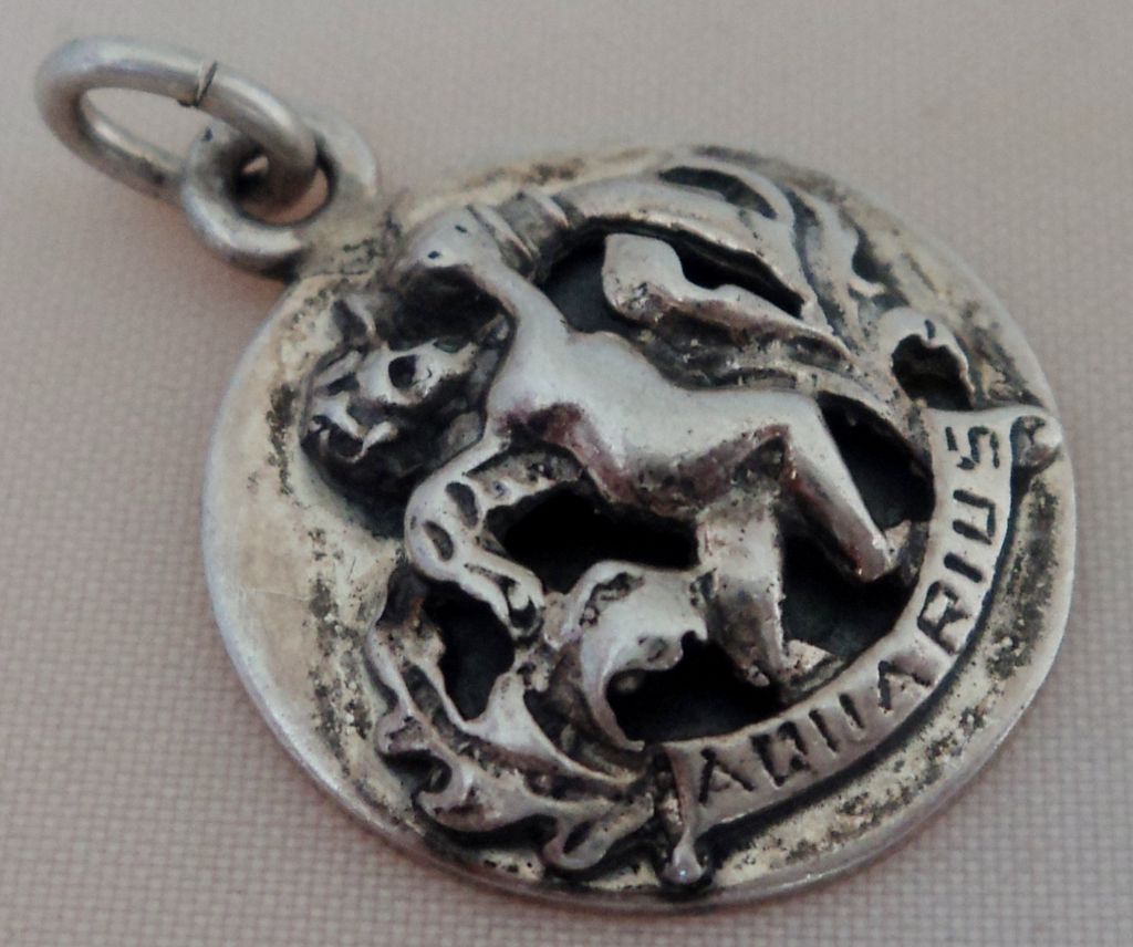 Cini Sterling Silver Aquarius Zodiac Relief Charm Cini Sterling Silver Aquarius Zodiac Relief Charm