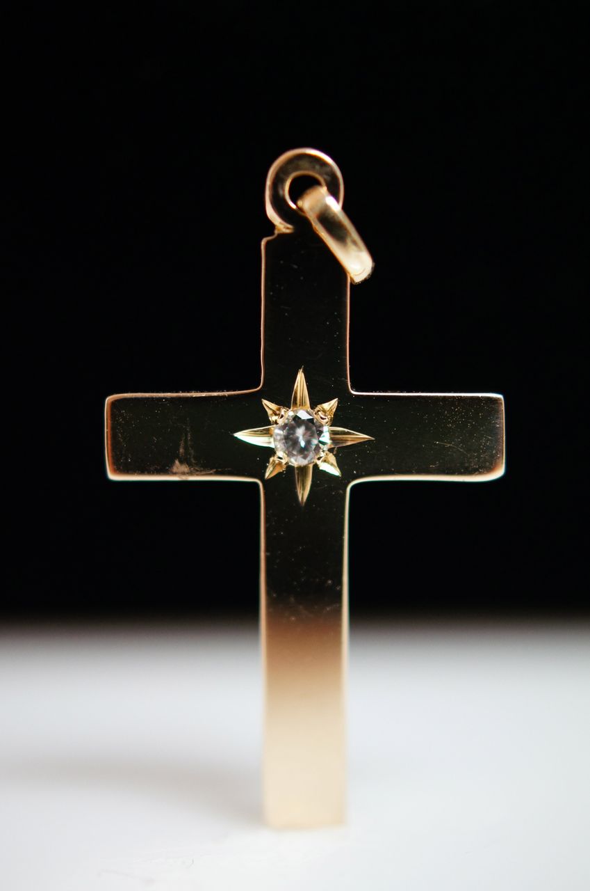 14K Yellow Gold Diamond Solitaire Cross 14K Yellow Gold Diamond Solitaire Cross