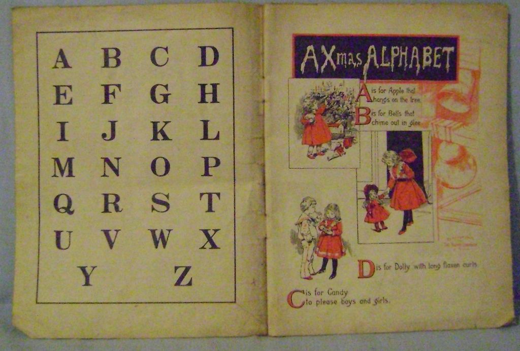 Vintage Mc Loughlin Linen A B C Santa Book Vintage Mc Loughlin Linen A B C Santa Book