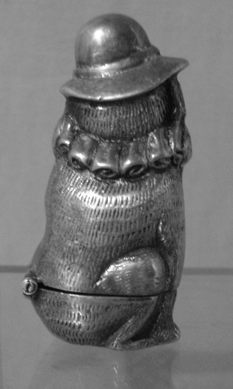 Vintage Silver Dog in Hat Vesta or Match Safe Vintage Silver Dog in Hat Vesta or Match Safe