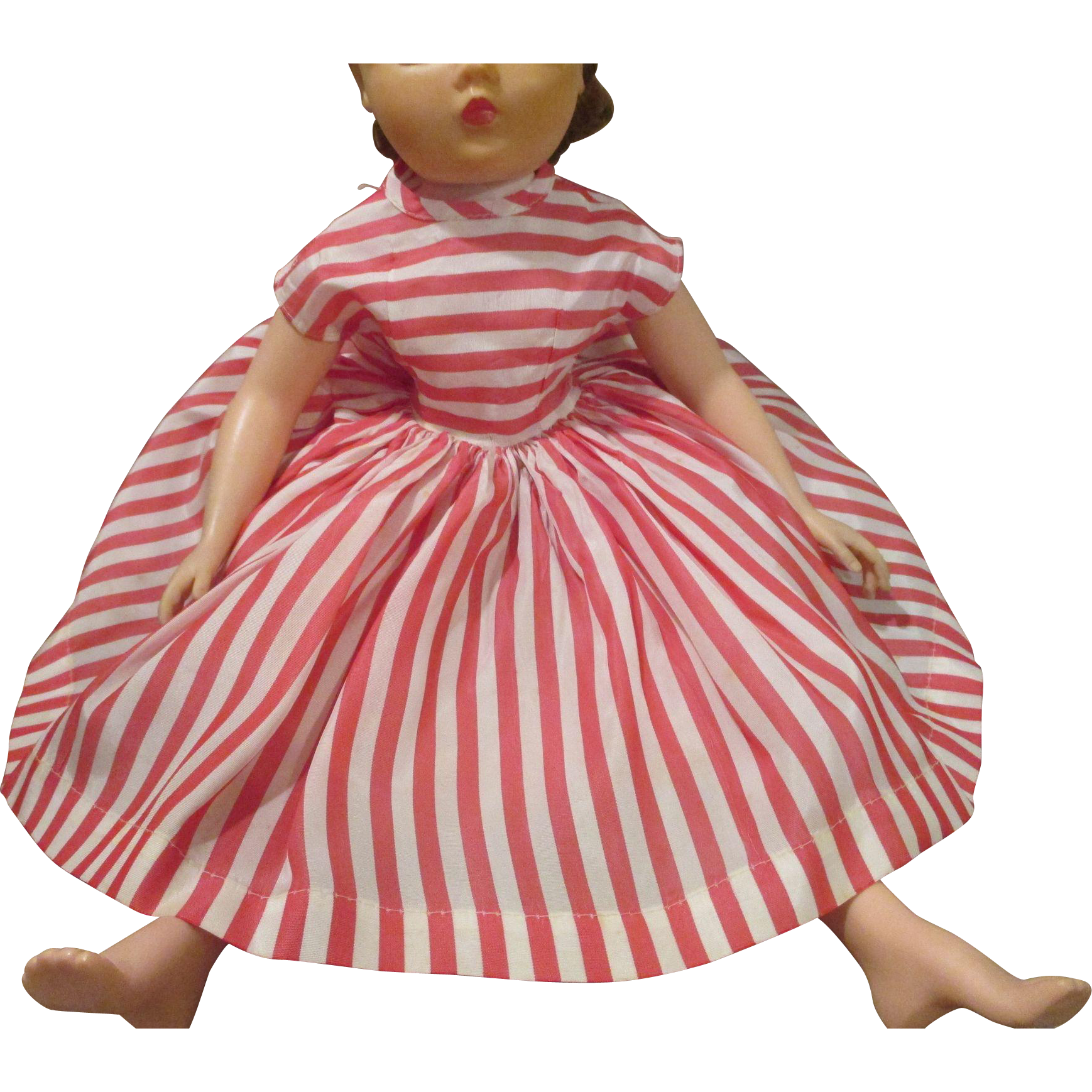 Vintage Red and White Striped Dress for Your Cissy Doll from