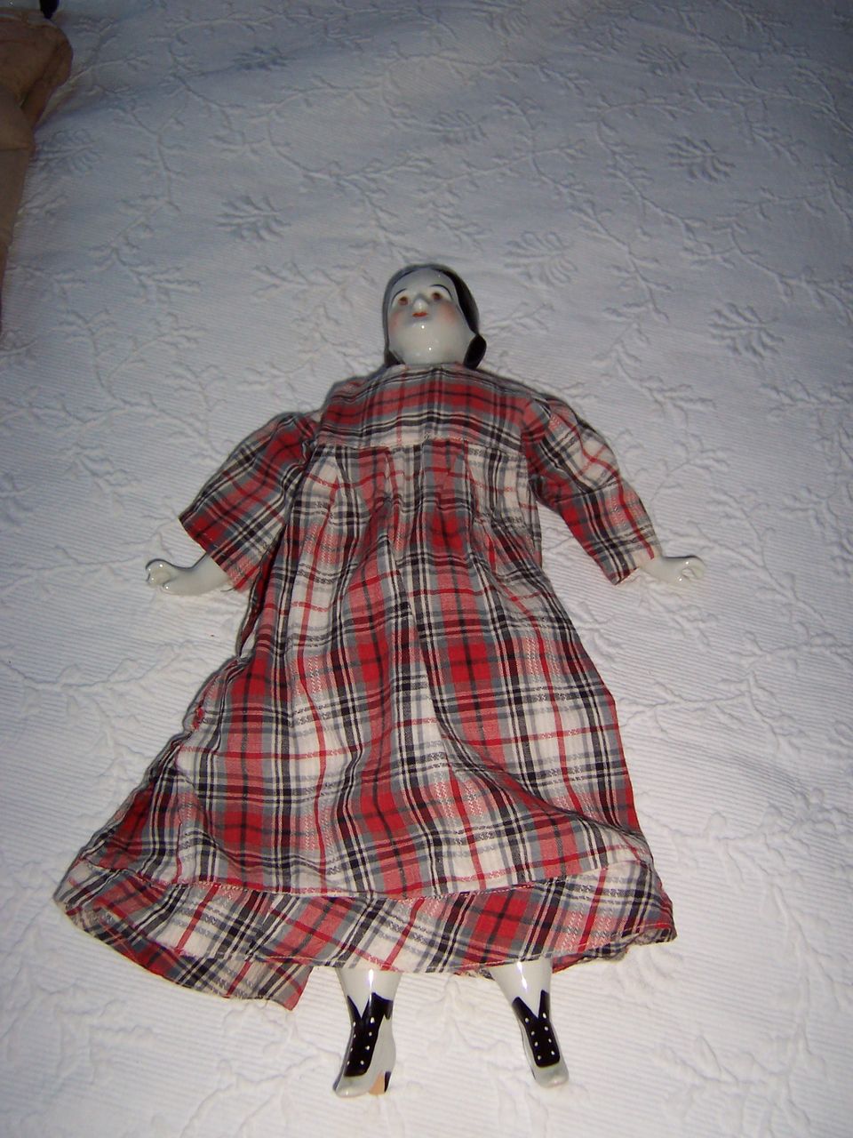 Unusual China Head Doll - Brown Eyes & Molded Hair ~ Made in 1960 Unusual China Head Doll - Brown Eyes & Molded Hair ~ Made in 1960