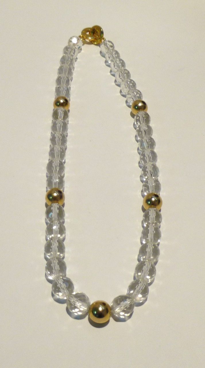 Marie Storms Crystal Bead and Gold Plate Necklace Marie Storms Crystal Bead and Gold Plate Necklace
