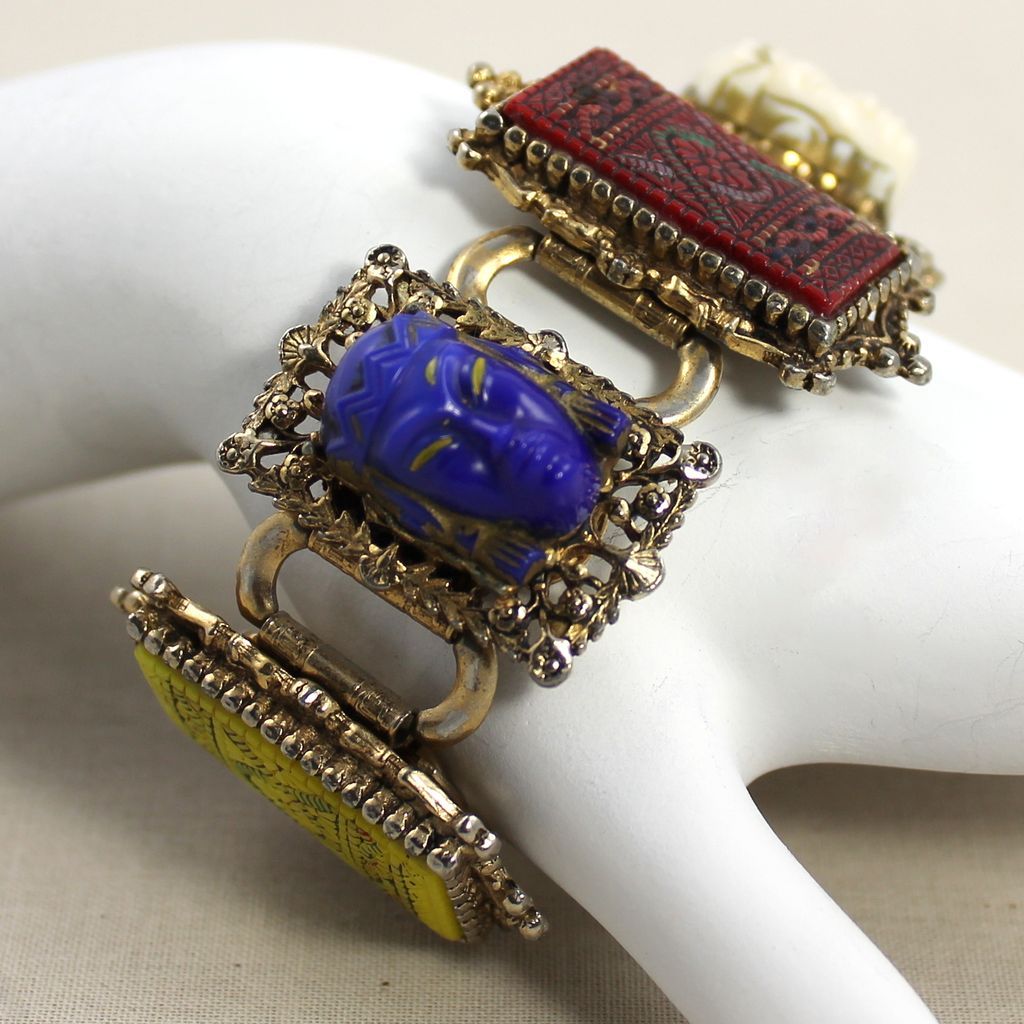 Vintage Oriental Figural Chunky Bracelet Vintage Oriental Figural Chunky Bracelet